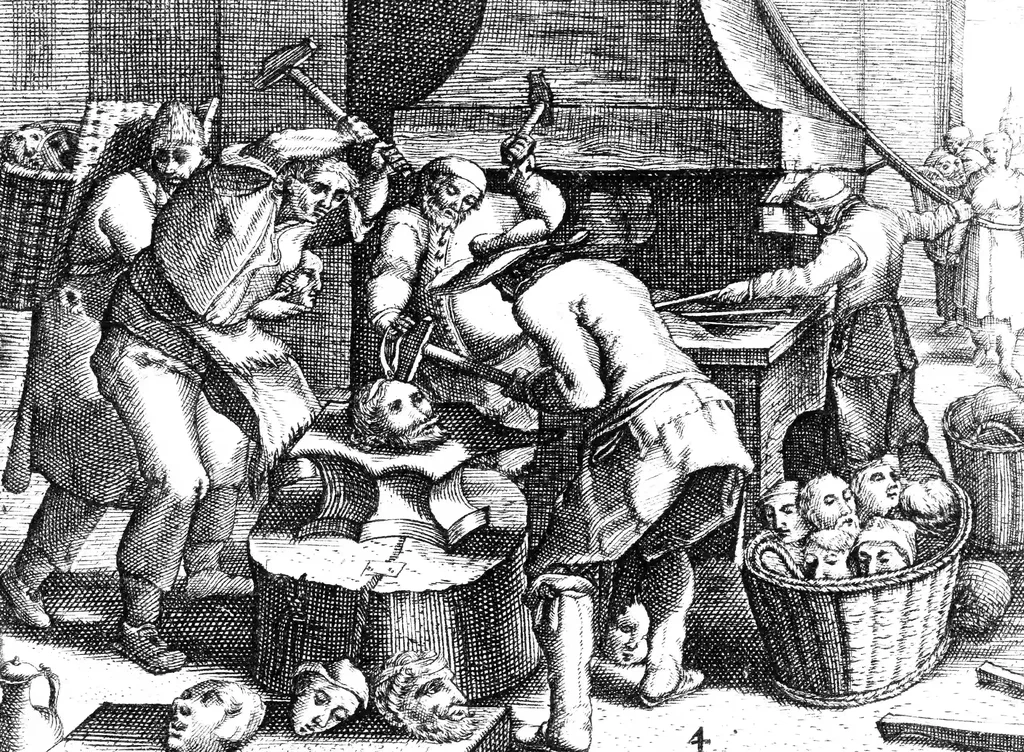 Etchings of artificial and natural objects