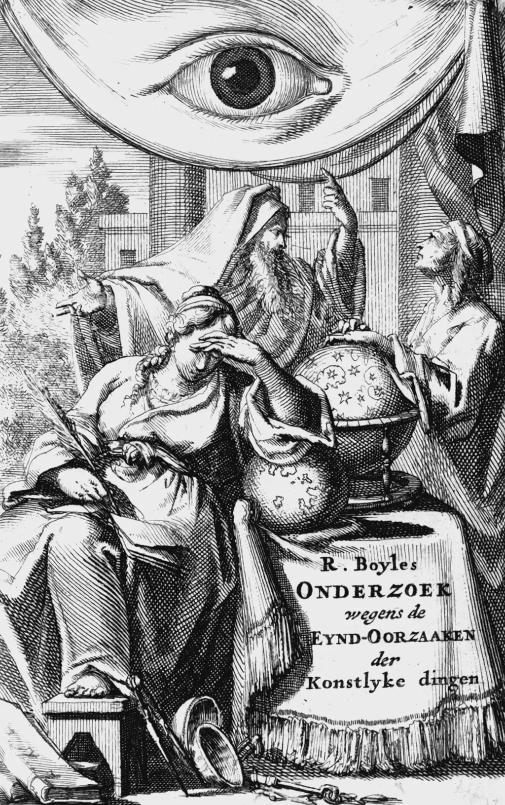 Etchings of artificial and natural objects