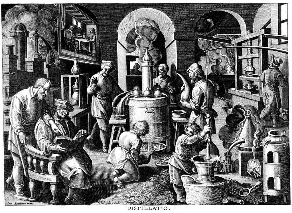 Etchings of artificial and natural objects